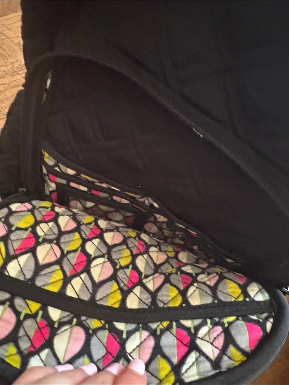 Vera Bradley Quilted Black Backpack with Front Pocket